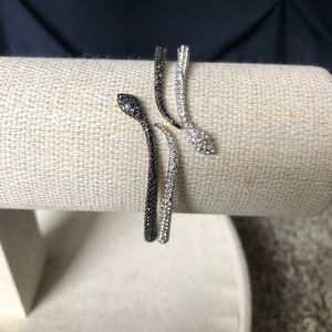 Silver & black Swarovski snake bangles